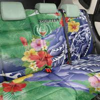 Personalised Pohnpei States Humpback Whale Back Car Seat Cover Polynesian Tropical Flowers