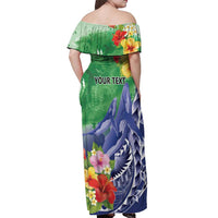 Personalised Pohnpei States Humpback Whale Off Shoulder Maxi Dress Polynesian Tropical Flowers