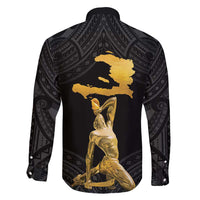 Haitian Negre Marron 1804 Family Matching Off Shoulder Maxi Dress and Hawaiian Shirt Black Polynesian Pattern