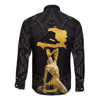 Haitian Negre Marron 1804 Long Sleeve Button Shirt Black Polynesian Pattern LT9 - Polynesian Pride