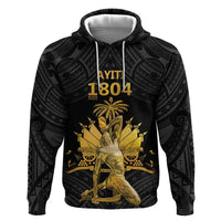 Haitian Negre Marron 1804 Zip Hoodie Black Polynesian Pattern