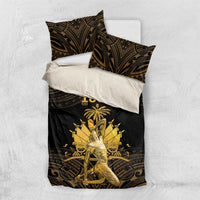 Haitian Negre Marron 1804 Bedding Set Gold Polynesian Pattern