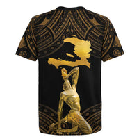 Haitian Negre Marron 1804 Rugby Jersey Gold Polynesian Pattern