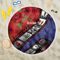 Personalised ANZAC Spirit 1915-2026 Filmstrip Tribute Beach Blanket Lest We Forget 25 April LT9 One Size 150cm Red - Polynesian Pride