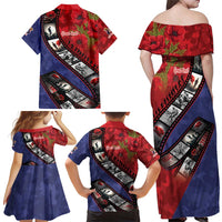 Personalised ANZAC Spirit 1915-2026 Filmstrip Tribute Family Matching Off Shoulder Maxi Dress and Hawaiian Shirt Lest We Forget 25 April