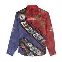 Personalised ANZAC Spirit 1915-2026 Filmstrip Tribute Women Casual Shirt Lest We Forget 25 April