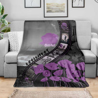 Personalised Remembering ANZAC Lest We Forget Blanket Vintage Film Frame Memorial Purple Poppy