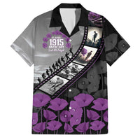 Personalised Remembering ANZAC Lest We Forget Family Matching Off Shoulder Maxi Dress and Hawaiian Shirt Vintage Film Frame Memorial Purple Poppy