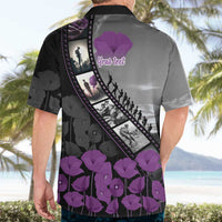 Personalised Remembering ANZAC Lest We Forget Hawaiian Shirt Vintage Film Frame Memorial Purple Poppy LT9 - Polynesian Pride