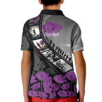 Personalised Remembering ANZAC Lest We Forget Kid Polo Shirt Vintage Film Frame Memorial Purple Poppy LT9 - Polynesian Pride