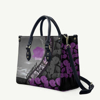 Personalised Remembering ANZAC Lest We Forget Leather Bag Vintage Film Frame Memorial Purple Poppy