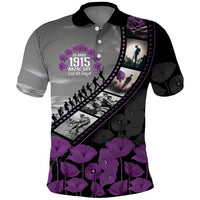 Personalised Remembering ANZAC Lest We Forget Polo Shirt Vintage Film Frame Memorial Purple Poppy LT9 Purple - Polynesian Pride
