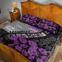 Personalised Remembering ANZAC Lest We Forget Quilt Bed Set Vintage Film Frame Memorial Purple Poppy
