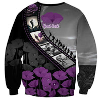 Personalised Remembering ANZAC Lest We Forget Sweatshirt Vintage Film Frame Memorial Purple Poppy
