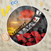 Personalised Remembering ANZAC Lest We Forget Beach Blanket Vintage Film Frame Memorial Red Poppy LT9 One Size 150cm Red - Polynesian Pride