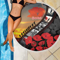 Personalised Remembering ANZAC Lest We Forget Beach Blanket Vintage Film Frame Memorial Red Poppy LT9 - Polynesian Pride