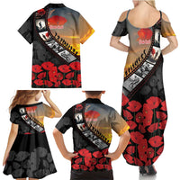 Personalised Remembering ANZAC Lest We Forget Family Matching Summer Maxi Dress and Hawaiian Shirt Vintage Film Frame Memorial Red Poppy