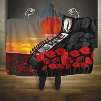 Personalised Remembering ANZAC Lest We Forget Hooded Blanket Vintage Film Frame Memorial Red Poppy