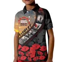 Personalised Remembering ANZAC Lest We Forget Kid Polo Shirt Vintage Film Frame Memorial Red Poppy