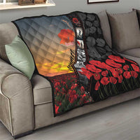 Personalised Remembering ANZAC Lest We Forget Quilt Vintage Film Frame Memorial Red Poppy LT9 - Polynesian Pride