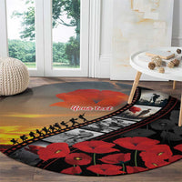 Personalised Remembering ANZAC Lest We Forget Round Carpet Vintage Film Frame Memorial Red Poppy