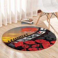 Personalised Remembering ANZAC Lest We Forget Round Carpet Vintage Film Frame Memorial Red Poppy