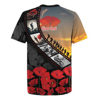 Personalised Remembering ANZAC Lest We Forget Rugby Jersey Vintage Film Frame Memorial Red Poppy LT9 - Polynesian Pride