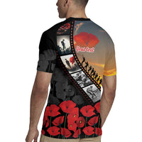 Personalised Remembering ANZAC Lest We Forget Rugby Jersey Vintage Film Frame Memorial Red Poppy LT9 - Polynesian Pride