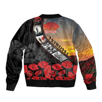 Personalised Remembering ANZAC Lest We Forget Sleeve Zip Bomber Jacket Vintage Film Frame Memorial Red Poppy LT9 - Polynesian Pride