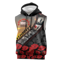Personalised Remembering ANZAC Lest We Forget Sleeveless Hoodie Vintage Film Frame Memorial Red Poppy