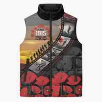 Personalised Remembering ANZAC Lest We Forget Sleeveless Puffer Jacket Vintage Film Frame Memorial Red Poppy LT9 Unisex Red - Polynesian Pride