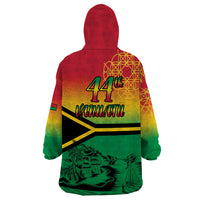 Hapi 44th Indipendens Dei Vanuatu Wearable Blanket Hoodie Yumi 1980 with Vanuatuan Beach Landscape