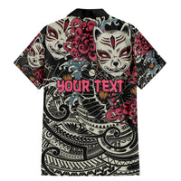 Personalized Japanese Kitsune Mask Family Matching Mermaid Dress and Hawaiian Shirt With Polynesian Arty Style