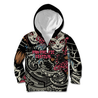 Personalized Japanese Kitsune Mask Kid Hoodie With Polynesian Arty Style