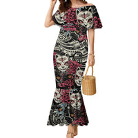 Personalized Japanese Kitsune Mask Mermaid Dress With Polynesian Arty Style LT9 Women Black - Polynesian Pride