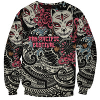 Personalized Japanese Kitsune Mask Sweatshirt With Polynesian Arty Style LT9 Unisex Black - Polynesian Pride