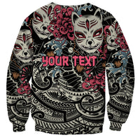 Personalized Japanese Kitsune Mask Sweatshirt With Polynesian Arty Style LT9 - Polynesian Pride