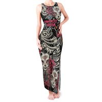 Personalized Japanese Kitsune Mask Tank Maxi Dress With Polynesian Arty Style LT9 Women Black - Polynesian Pride