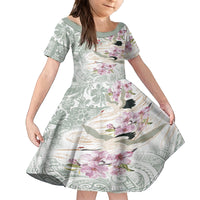 Personalized Japanese Shirasagi Bird Family Matching Off Shoulder Maxi Dress and Hawaiian Shirt Sakura and Hibiscus Polynesian Pattern