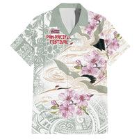 Personalized Japanese Shirasagi Bird Hawaiian Shirt Sakura and Hibiscus Polynesian Pattern LT9 White - Polynesian Pride