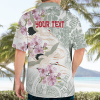 Personalized Japanese Shirasagi Bird Hawaiian Shirt Sakura and Hibiscus Polynesian Pattern LT9 - Polynesian Pride