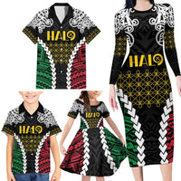 Halo Vanuatu Pride Family Matching Long Sleeve Bodycon Dress and Hawaiian Shirt Vanuatuan Sand Drawing Pattern LT9 - Polynesian Pride