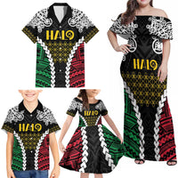 Halo Vanuatu Pride Family Matching Off Shoulder Maxi Dress and Hawaiian Shirt Vanuatuan Sand Drawing Pattern LT9 - Polynesian Pride