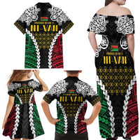 Halo Vanuatu Pride Family Matching Off Shoulder Maxi Dress and Hawaiian Shirt Vanuatuan Sand Drawing Pattern LT9 - Polynesian Pride