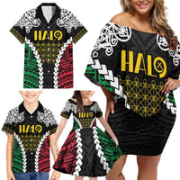 Halo Vanuatu Pride Family Matching Off Shoulder Short Dress and Hawaiian Shirt Vanuatuan Sand Drawing Pattern LT9 - Polynesian Pride