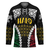 Halo Vanuatu Pride Hockey Jersey Vanuatuan Sand Drawing Pattern LT9 Unisex Black - Polynesian Pride