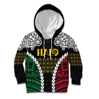 Halo Vanuatu Pride Kid Hoodie Vanuatuan Sand Drawing Pattern LT9 Hoodie Black - Polynesian Pride
