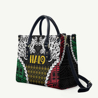 Halo Vanuatu Pride Leather Bag Vanuatuan Sand Drawing Pattern LT9 Black - Polynesian Pride