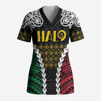 Halo Vanuatu Pride Scrub Top Vanuatuan Sand Drawing Pattern - Polynesian Pride