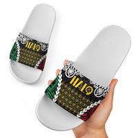 Halo Vanuatu Pride Slide Sandals Vanuatuan Sand Drawing Pattern - Polynesian Pride